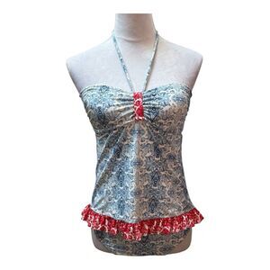 U.S. Polo Club Blue  White Print One‎ Piece Swimsuit Size M